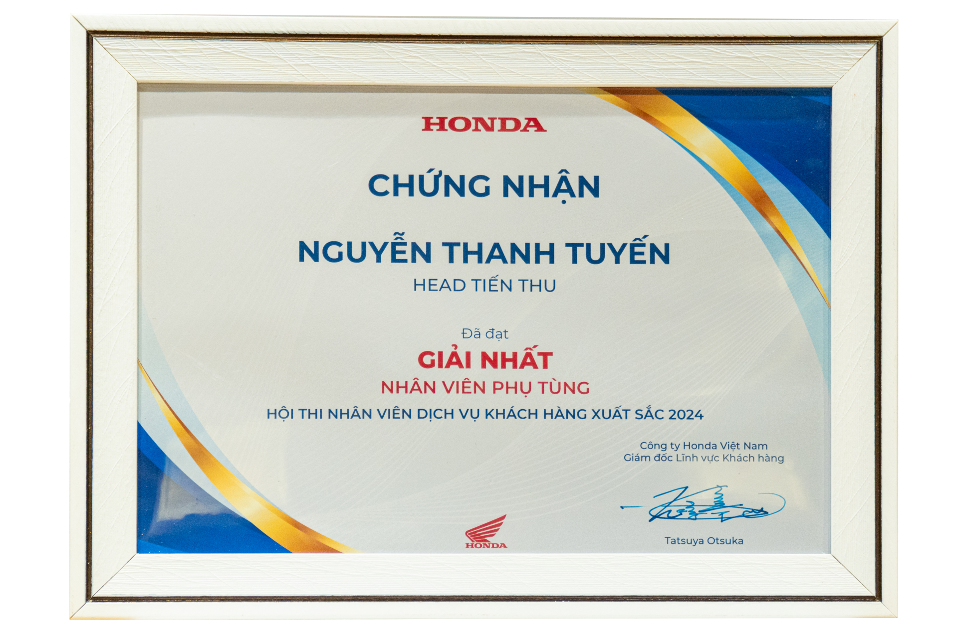 Giải Nhất hạng mục Nhân Viên Phụ Tùng Xuất Sắc 2024